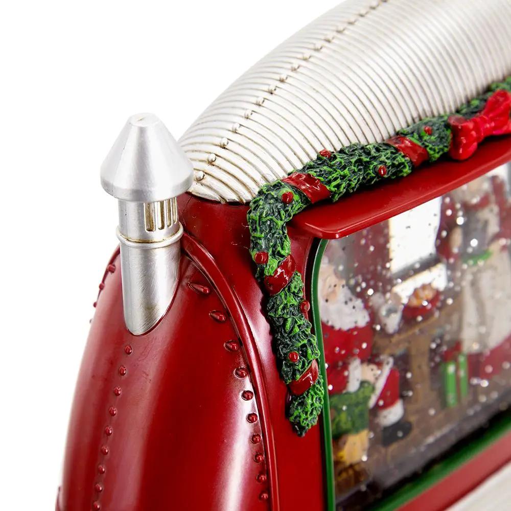 Christmas Plastic / Resin Camper With Mr & Mrs Santa Tea Time LED / Water Spinning / 2 Way Switch, 3*AA Required - Red by Unique Piece Furniture