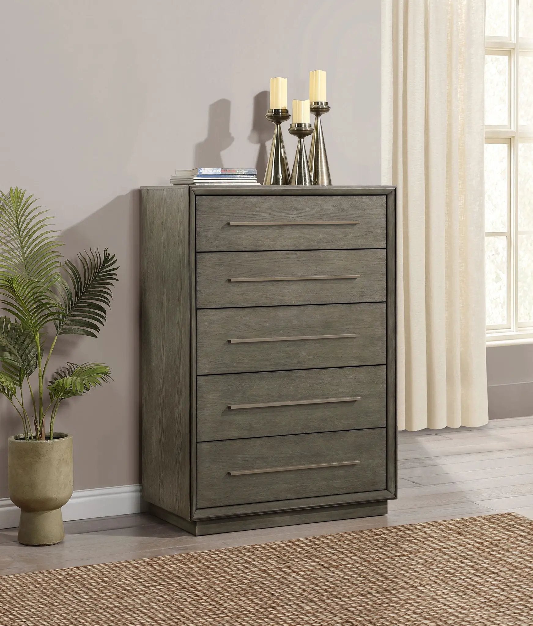 Durango 5-drawer Bedroom Chest Taupe Oak by Unique Piece Furniture