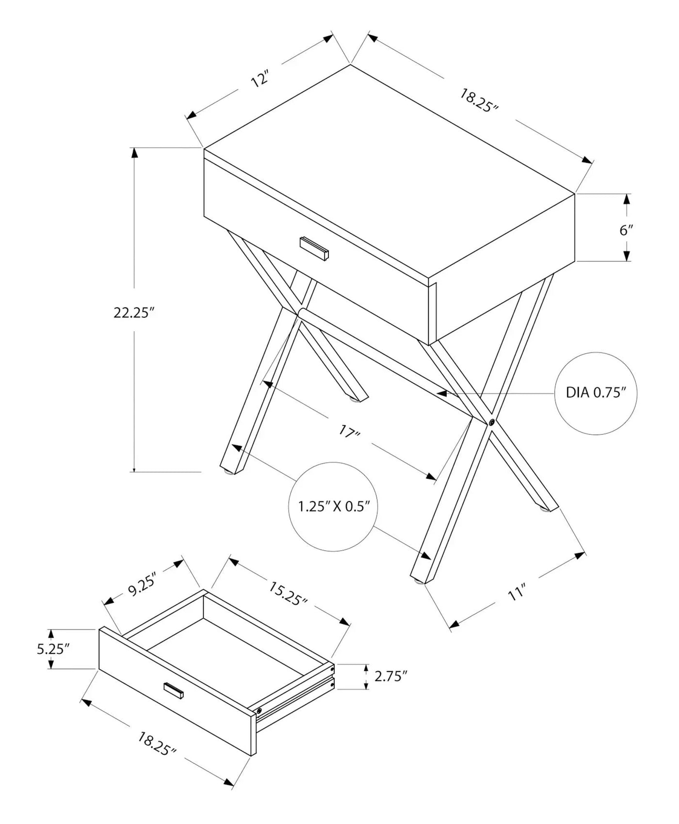 Accent Side X Table With Storage Drawer by HouseOfZazla