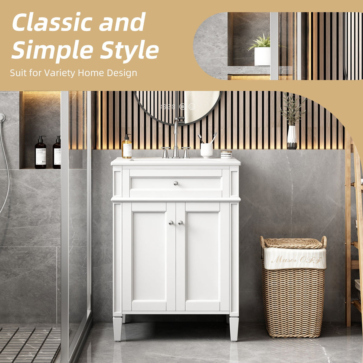 Bathroom Vanity With 2 Doors And Tip Out Drawer, Soft Closing Hinges, photo 7 of 28