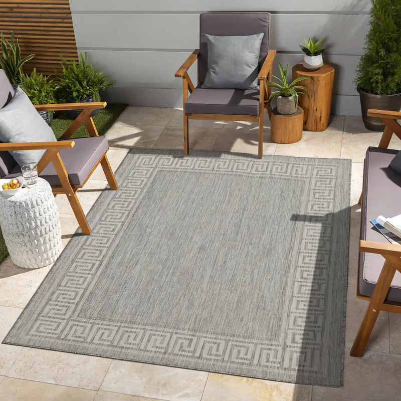 Sunshine - 5'3" X 7'3" Indoor, Outdoor, Area Rug Polypropylene - Silver by HouseOfZazla