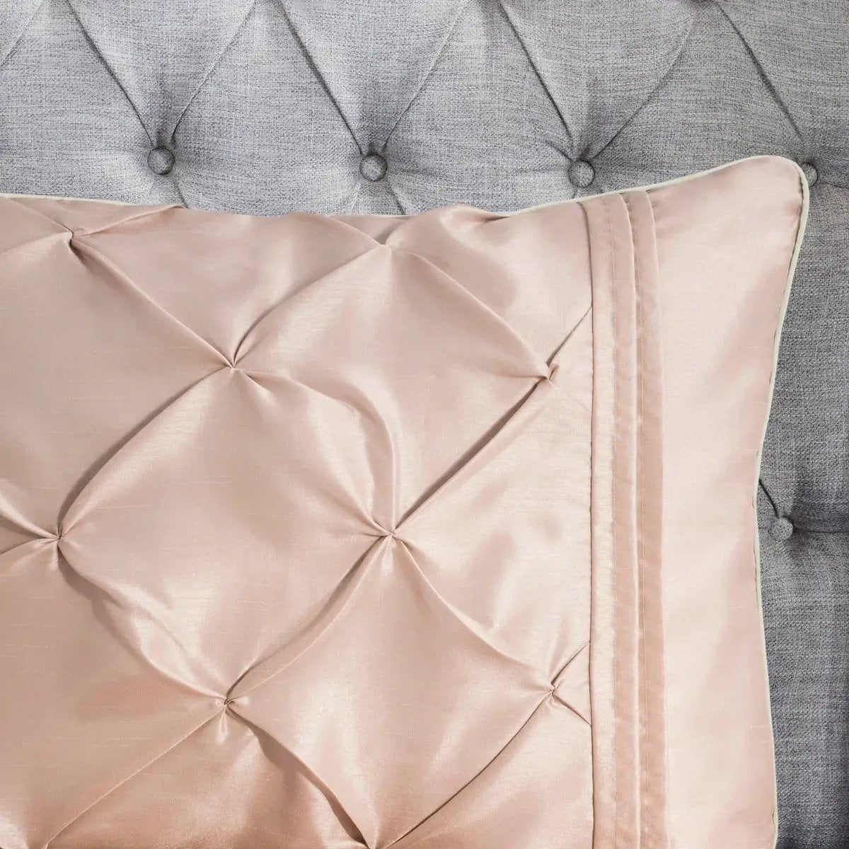 7 Piece Tufted Comforter Set Blush Queen by HouseOfZazla