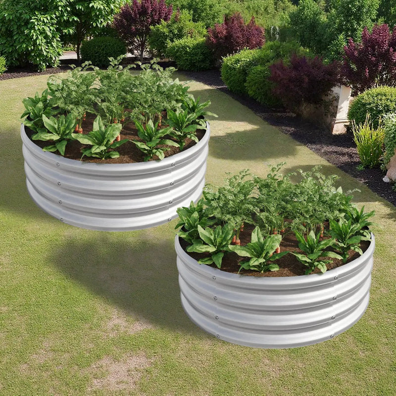 2PCS Tall Round Metal Raised Garden Beds by HouseOfZazla