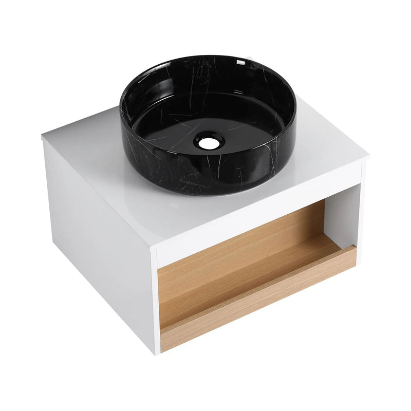 Floating Bathroom Vanity With Vessel Sink With Open Shelf Storage by Unique Piece Furniture