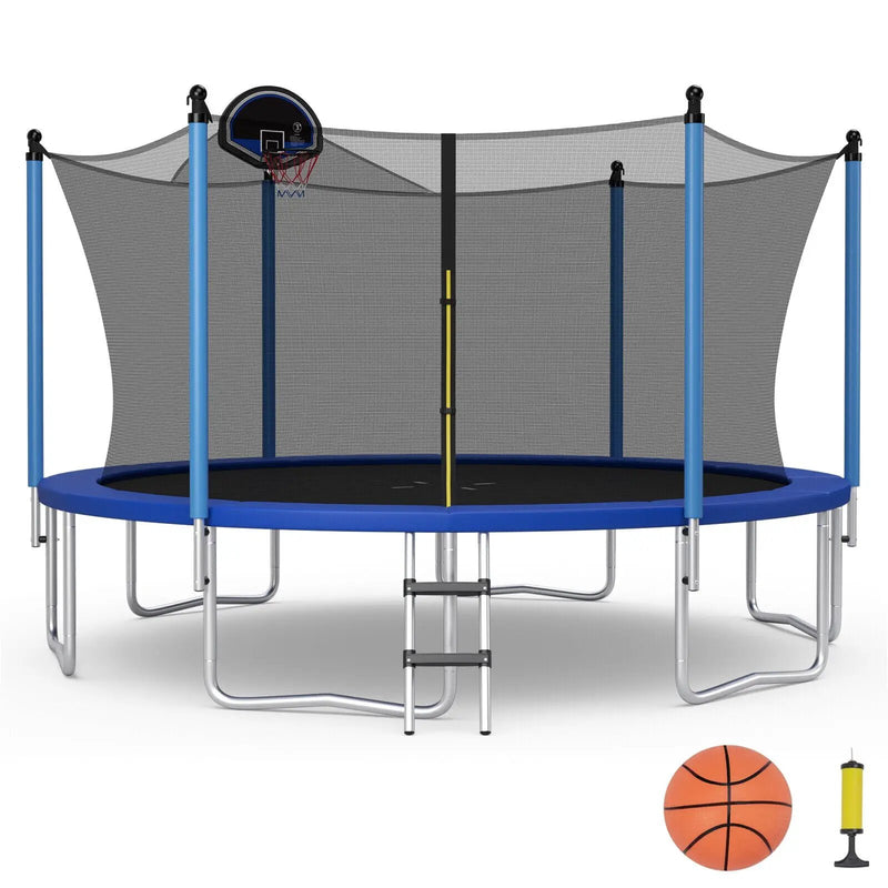 Outdoor Recreational Trampoline with Ladder and Enclosure Net by DirectDeals