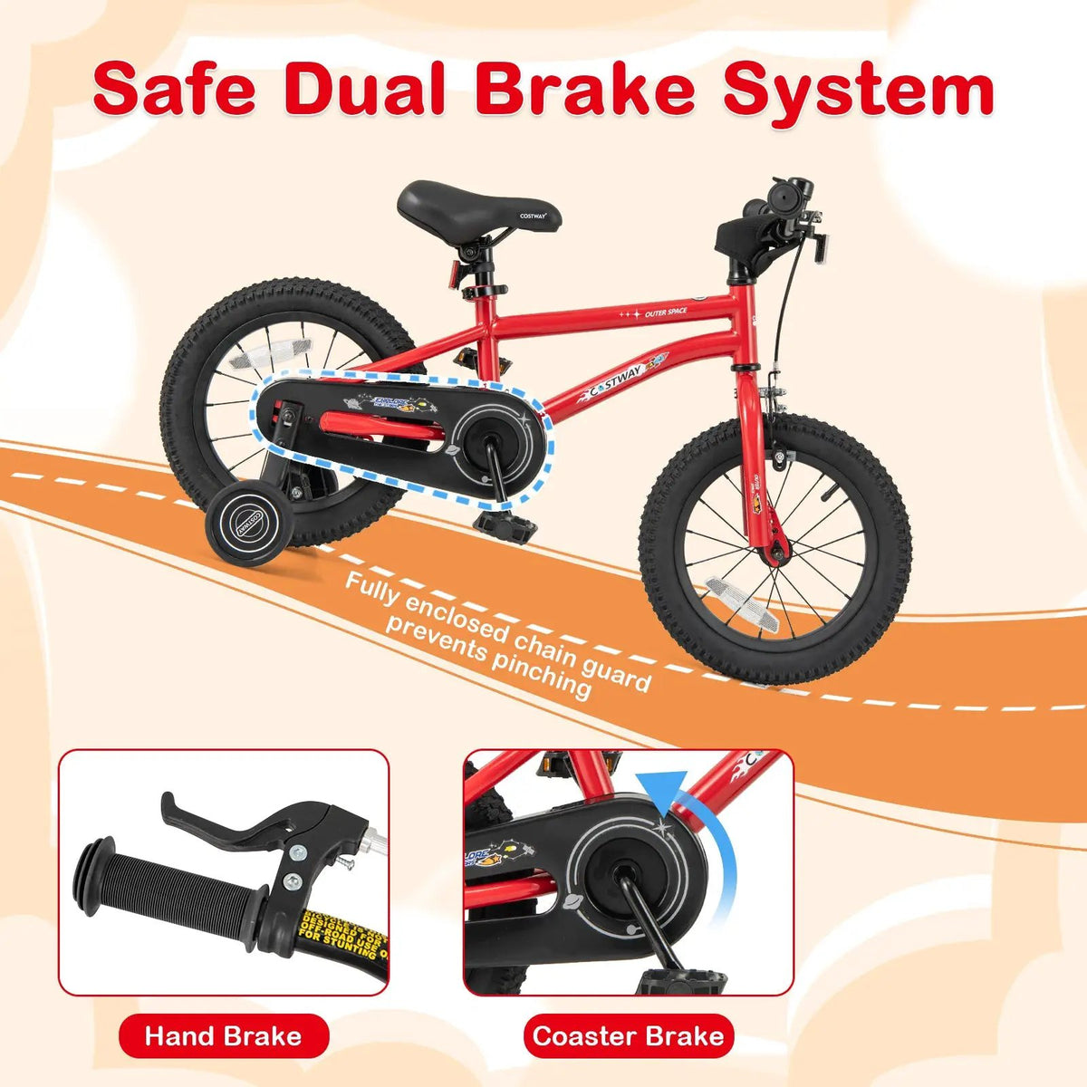 16-Inch Kids Bike Ages 4-7 with Handbrake and Coaster Brake and Bell Ring-16 inches by DirectDeals