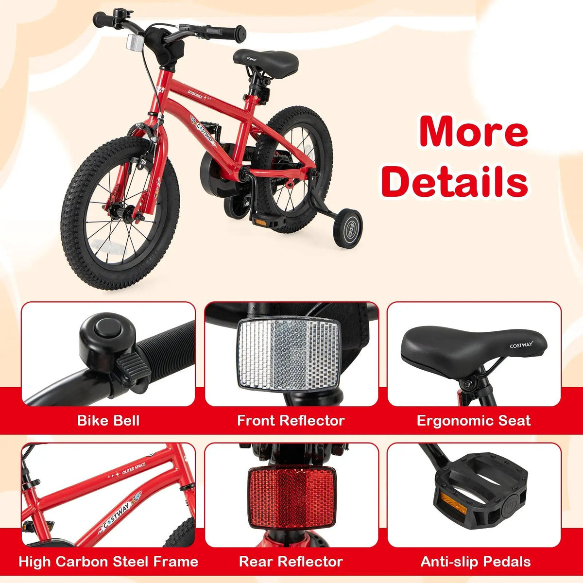 16-Inch Kids Bike Ages 4-7 with Handbrake and Coaster Brake and Bell Ring-16 inches by DirectDeals