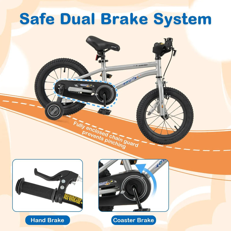 16-Inch Kids Bike Bicycle for Boys Girls 4-7 Adjustable with High Carbon Steel Frame-16 inches by DirectDeals