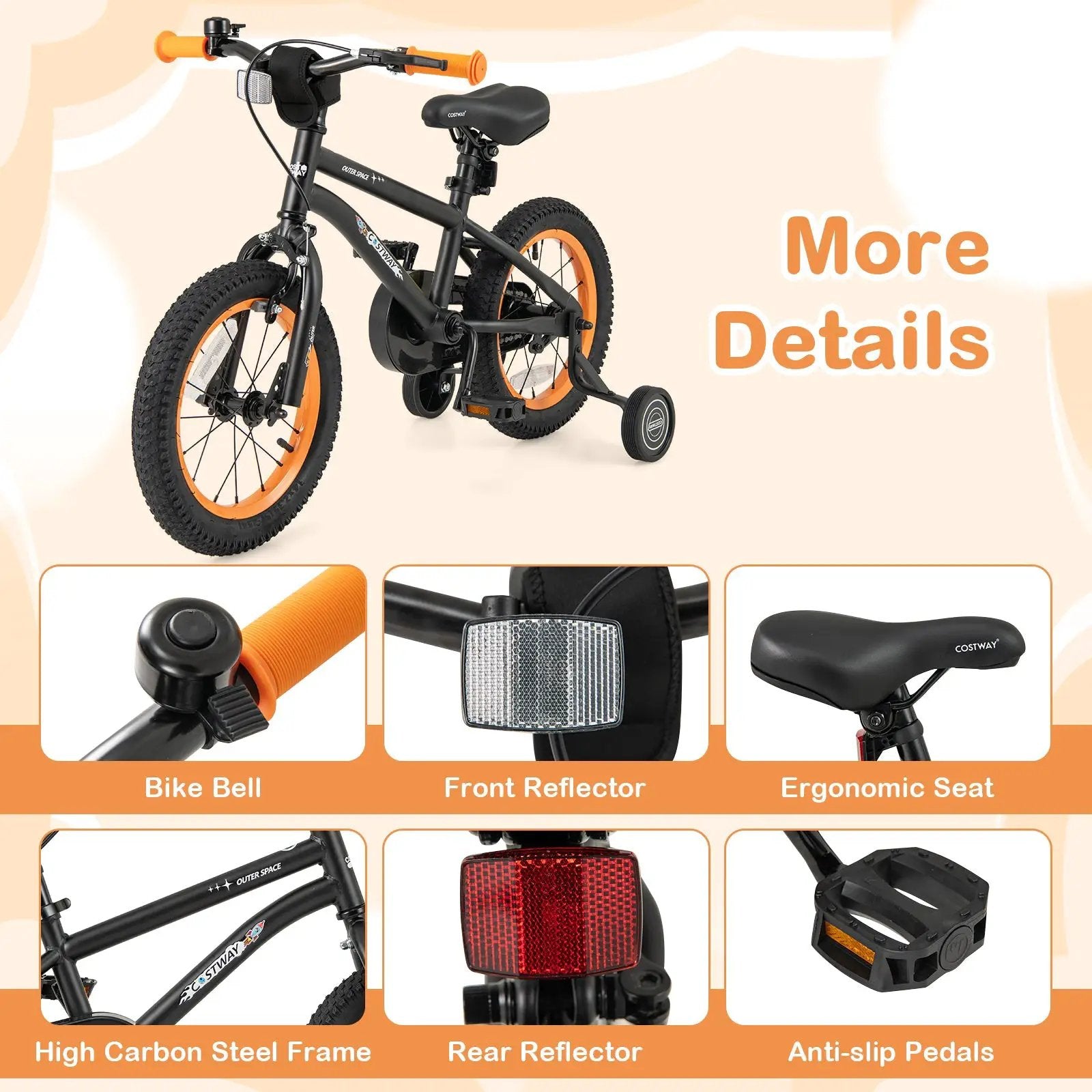 16-Inch Kids Bike Sport Bicycle for 4-7 Years Old with Adjustable Seat and Reflectors-16 inches by DirectDeals