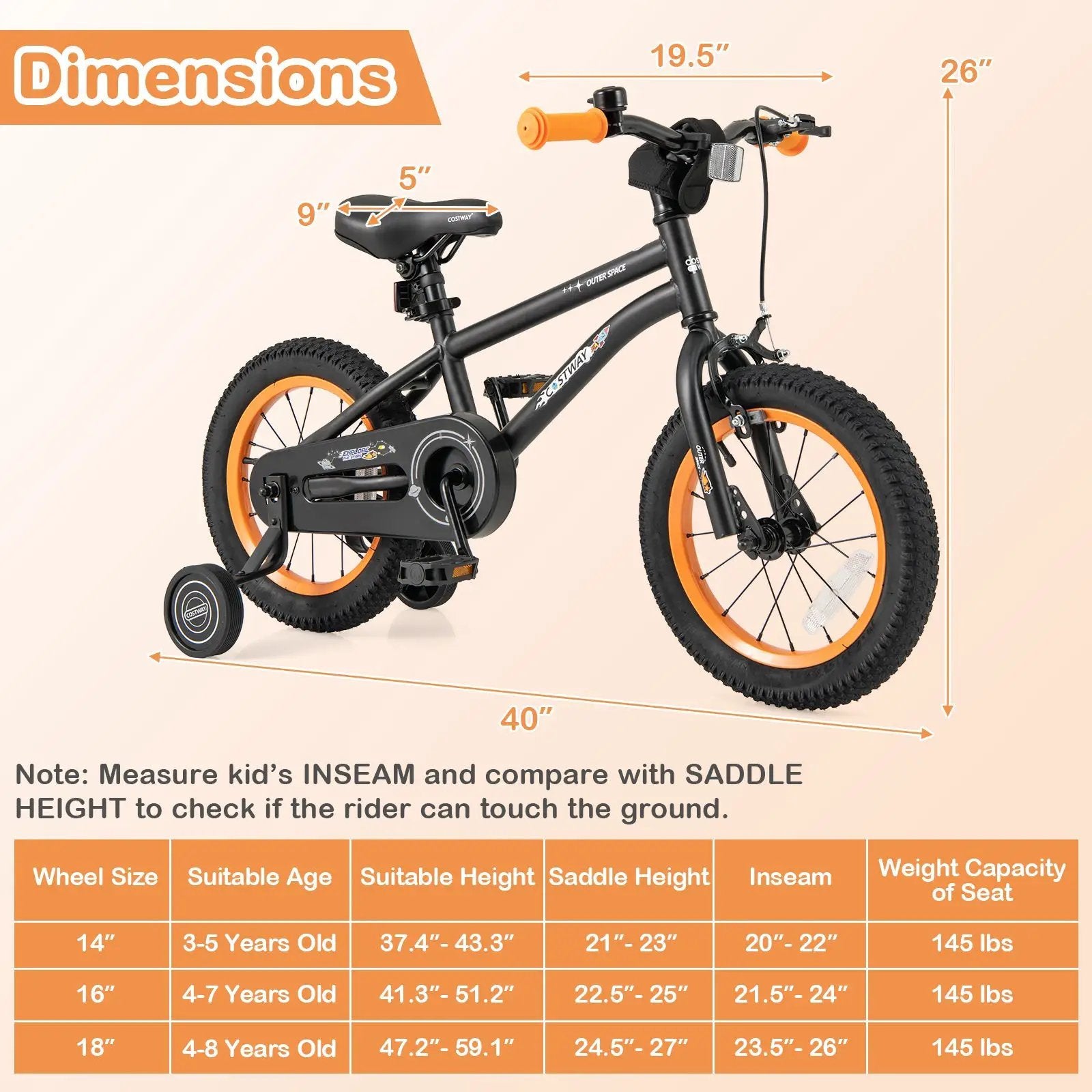 16-Inch Kids Bike Sport Bicycle for 4-7 Years Old with Adjustable Seat and Reflectors-16 inches by DirectDeals