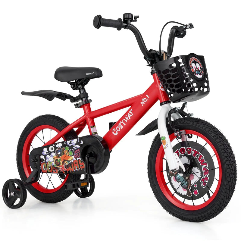 14 Inch Kids Bike Adjustable with Storage Basket and Double Brake for 3-5 Years Old-14 inches by DirectDeals