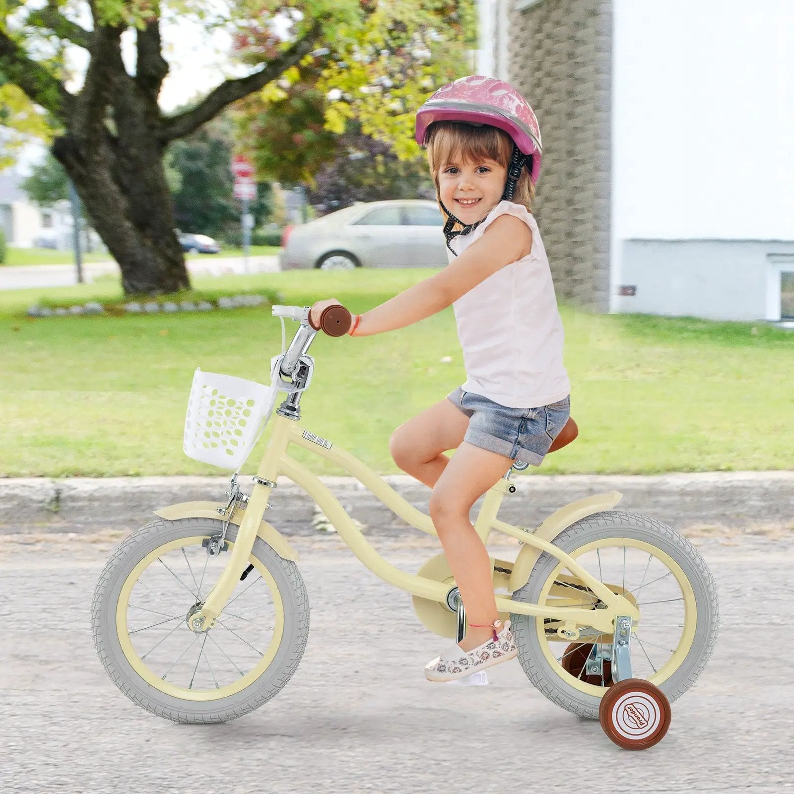 14/16/18 Inch Kids Bike Adjustable with Training Wheels Ages 3-8 Years Olds-16 inches by DirectDeals