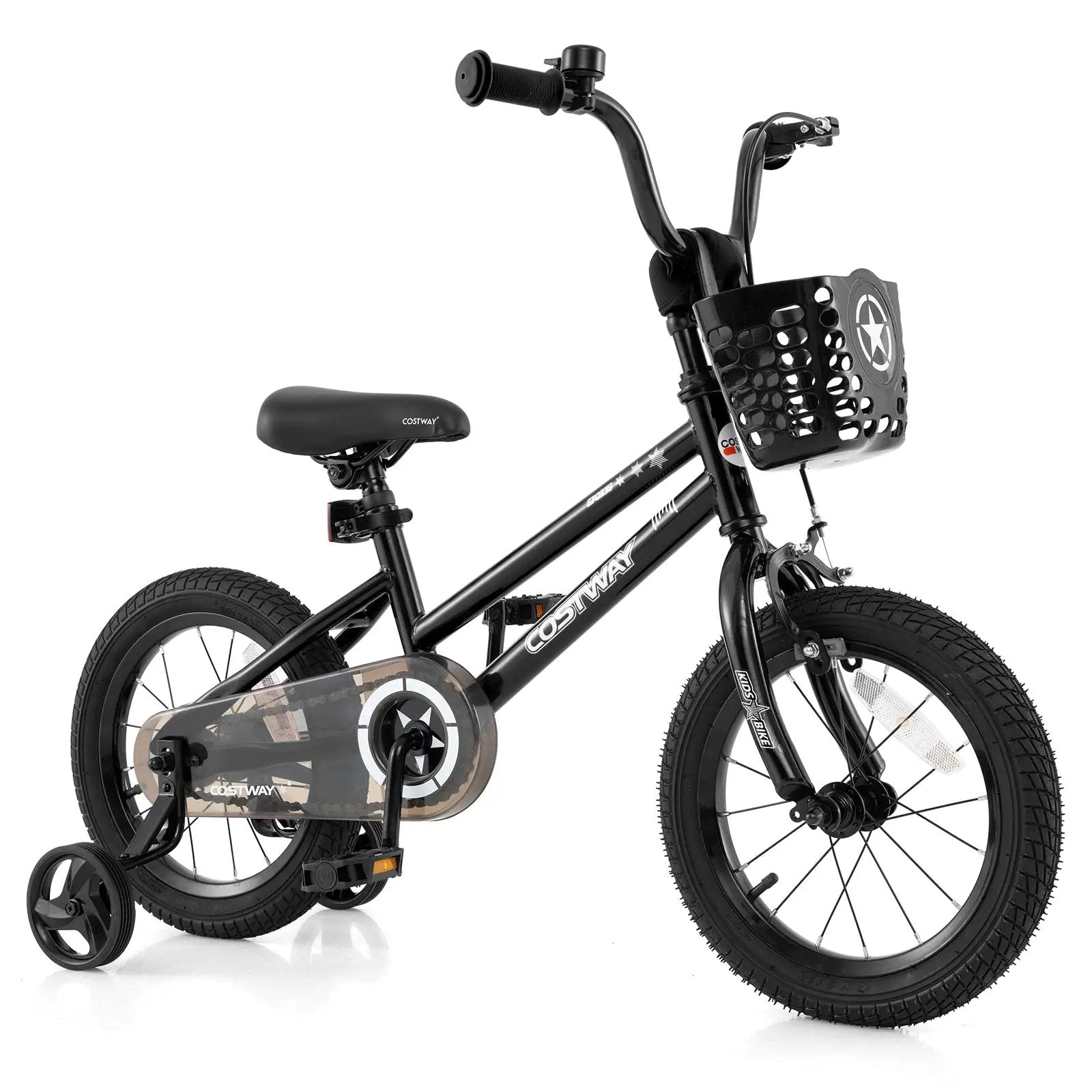 14 Inch Kids Bike with Basket and Training Wheels for Children Aged 4-5 Years Old by DirectDeals