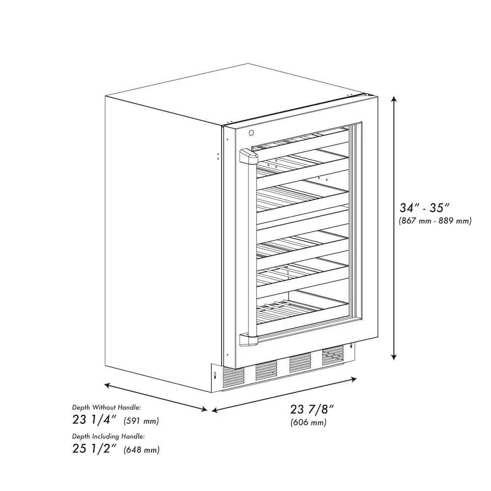 ZLINE 24" Touchstone Dual Zone 44 Bottle Wine Cooler Black Stainless Steel Glass Door RWDO-BS-24 by Farmhouse Kitchen and Bath