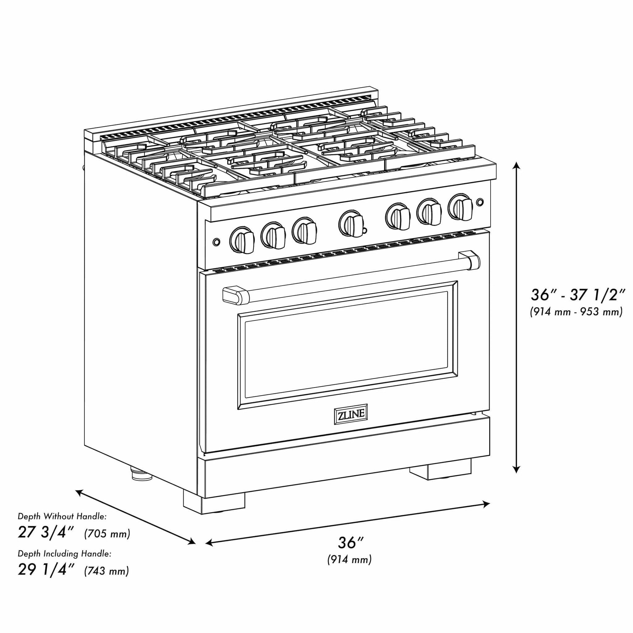 ZLINE 36"Paramount Dual Fuel Range Stainless Steel, White Matte, SDR-WM-36 by Farmhouse Kitchen and Bath