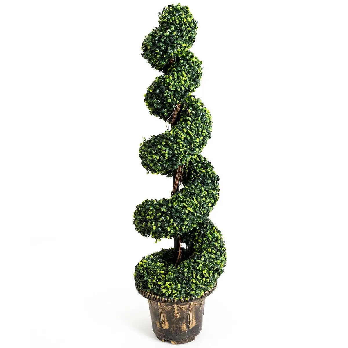 2 Pieces 4 Feet Artificial Décor Green Boxwood Spiral Tree Set by DirectDeals