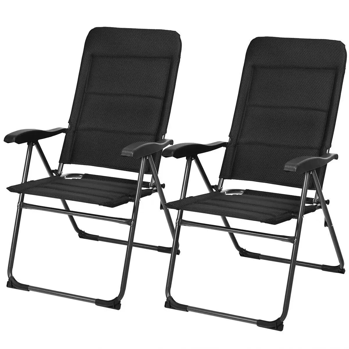 2 Pieces Outdoor Folding Patio Chairs with Adjustable Backrests for Bistro and Backyard by DirectDeals