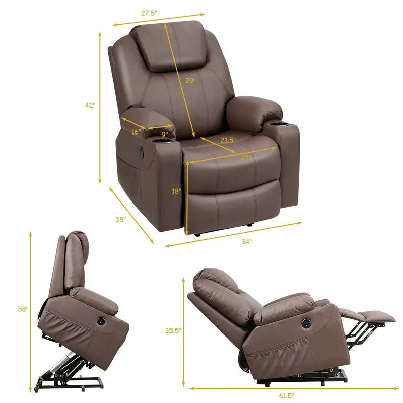 Electric Power Lift Leather Massage Sofa by DirectDeals