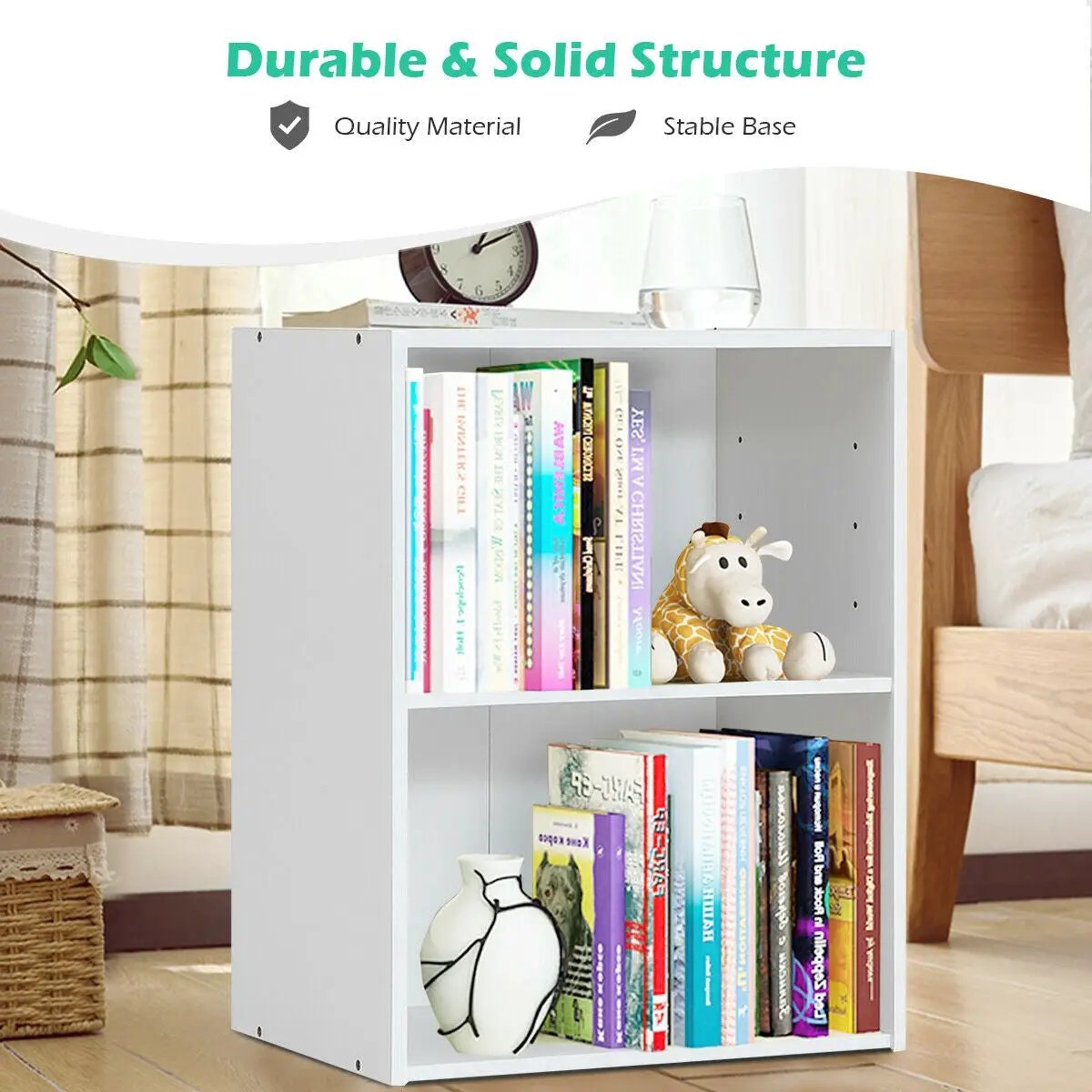 2-Layer Multifunctional Furniture Display Cabinet with Large Capacity Storage Space-White by DirectDeals
