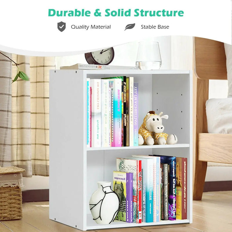 2-Layer Multifunctional Furniture Display Cabinet with Large Capacity Storage Space-White by DirectDeals