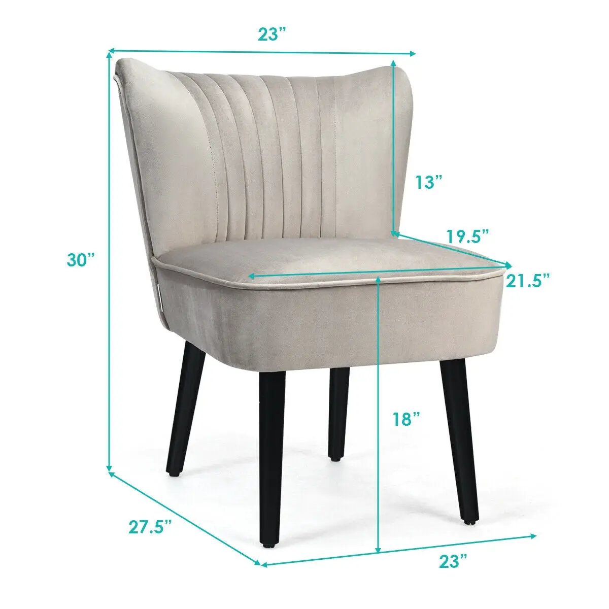 Set of 2 Upholstered Modern Leisure Club Chairs with Solid Wood Legs by DirectDeals