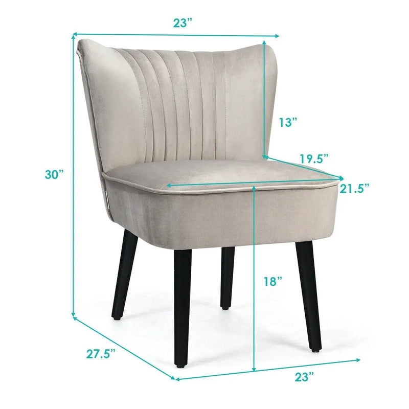 Set of 2 Upholstered Modern Leisure Club Chairs with Solid Wood Legs by DirectDeals