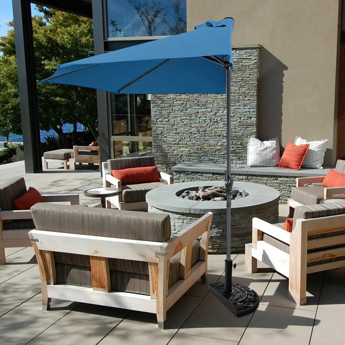 9Ft Patio Bistro Half Round Umbrella by DirectDeals