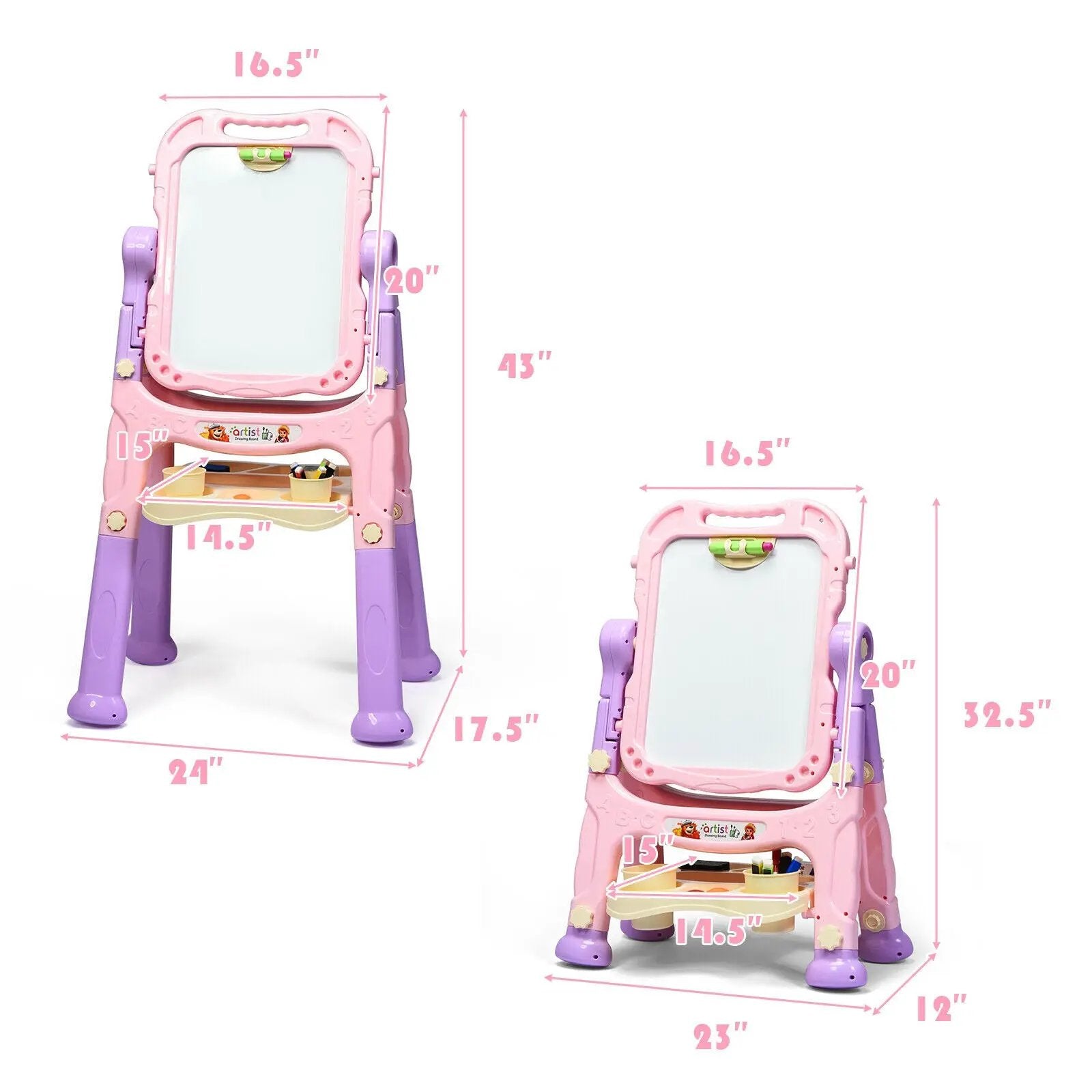 Height Adjustable Kids Art Easel Magnetic Double Sided Board by DirectDeals