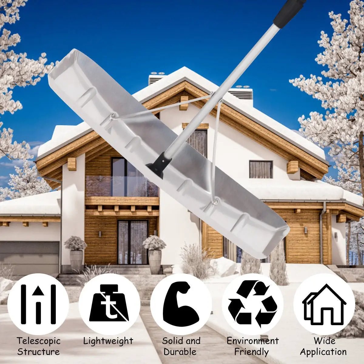 21 Feet Aluminum Large Poly Blade Telescoping Snow Roof Rake by DirectDeals