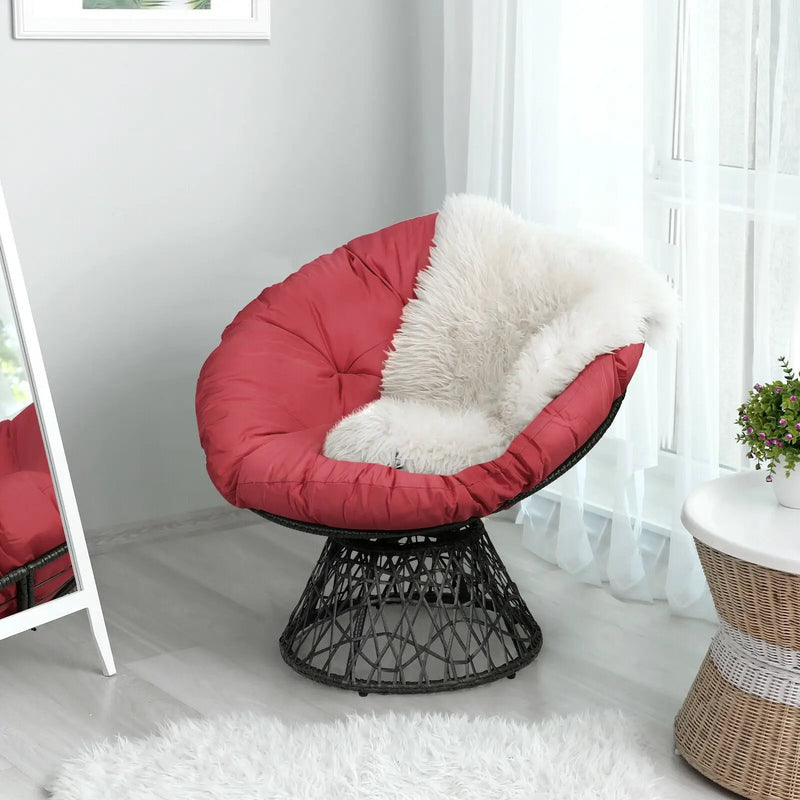 Rattan Papasan Chair Ergonomic 360-degree Swivel Soft Cushion Garden by DirectDeals