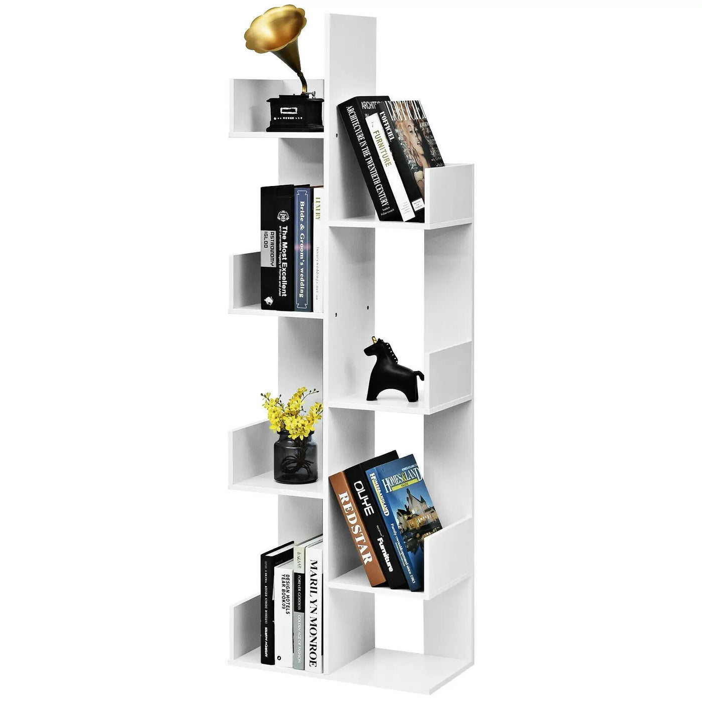 8-Tier Bookshelf Bookcase with 8 Open Compartments Space-Saving Storage Rack by DirectDeals