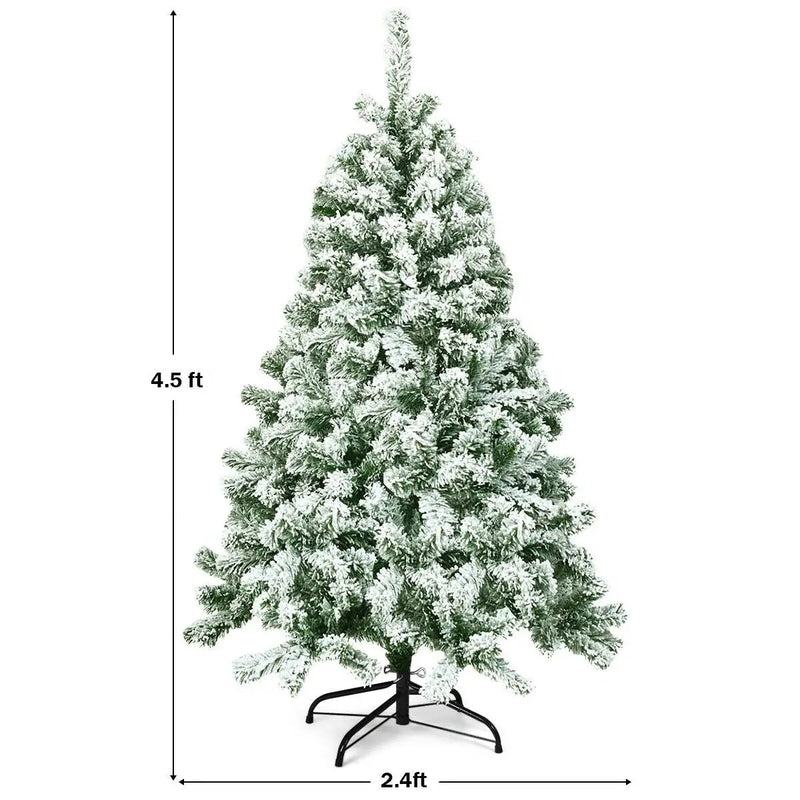 4.5 Feet Snow Flocked Artificial Christmas Tree with 400 Tips by DirectDeals