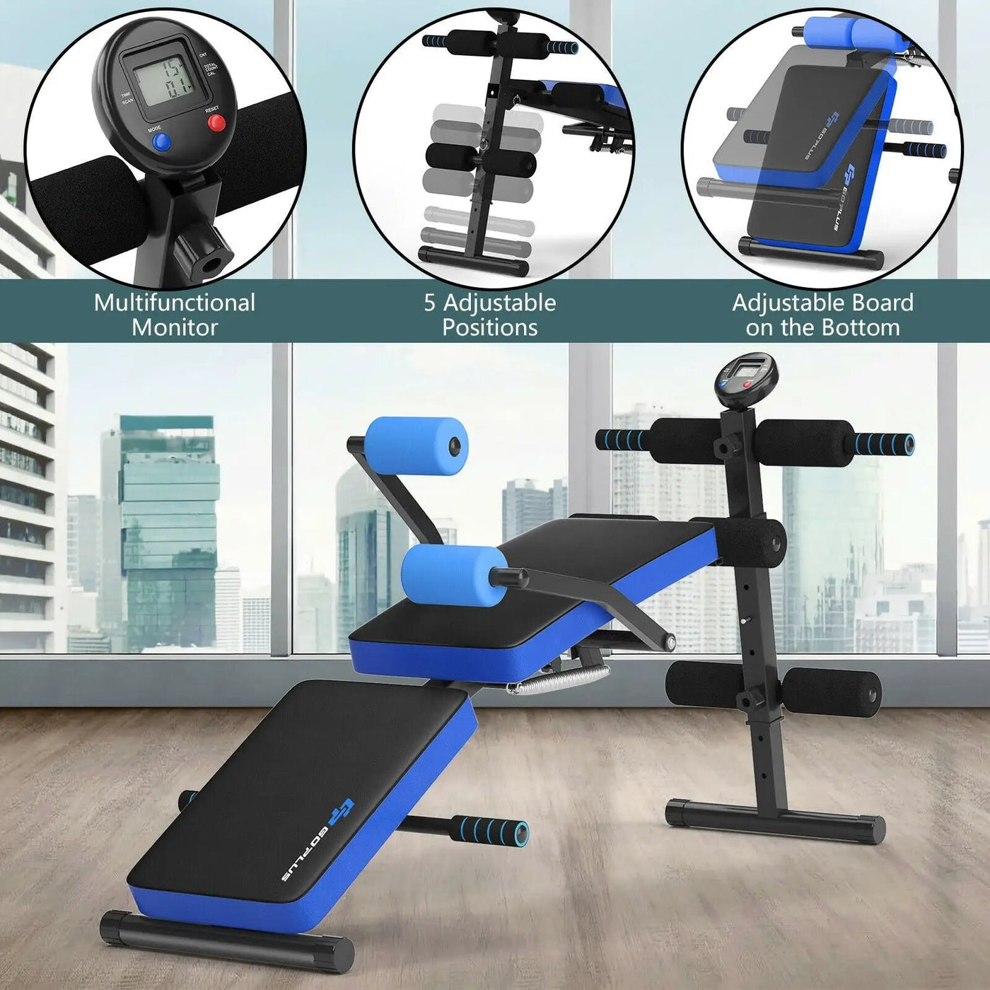 Adjustable Sit Up Bench with LCD Monitor by DirectDeals