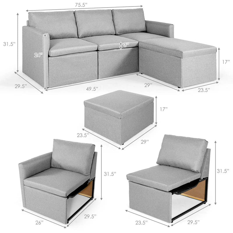 Convertible L-Shaped Sectional Sofa Couch with Reversible Chaise by DirectDeals