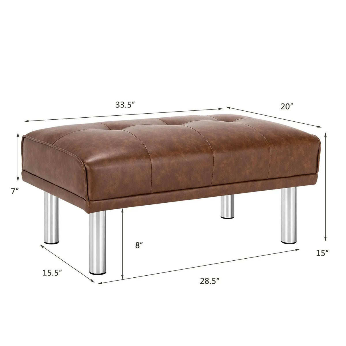 Rectangle Tufted Ottoman with Stainless Steel Legs for Living Room by DirectDeals