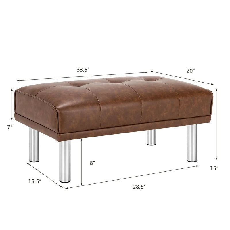 Rectangle Tufted Ottoman with Stainless Steel Legs for Living Room by DirectDeals