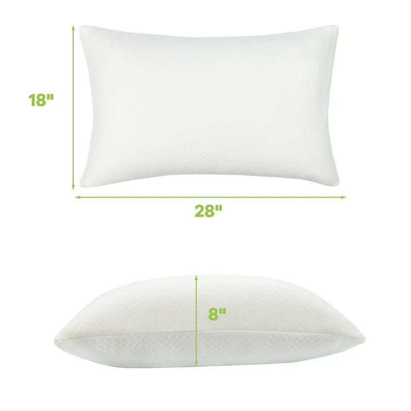 Set of 2 28 x18 Inch Shredded Memory Foam Bed Pillows with Bamboo Cooling Cover by DirectDeals