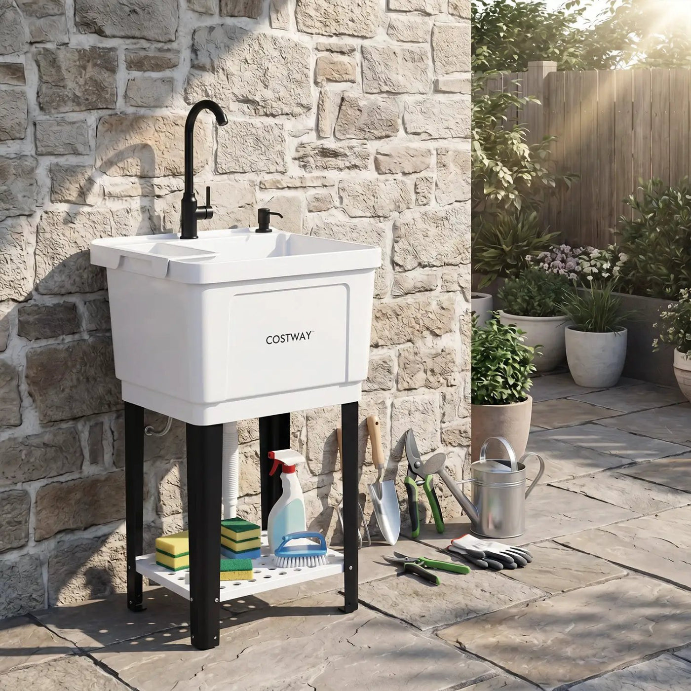 14.5 Gal Utility Sink with Rotating Faucet & Adjustable Legs by DirectDeals