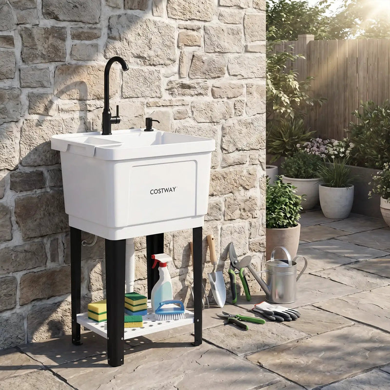 14.5 Gal Utility Sink with Rotating Faucet & Adjustable Legs by DirectDeals