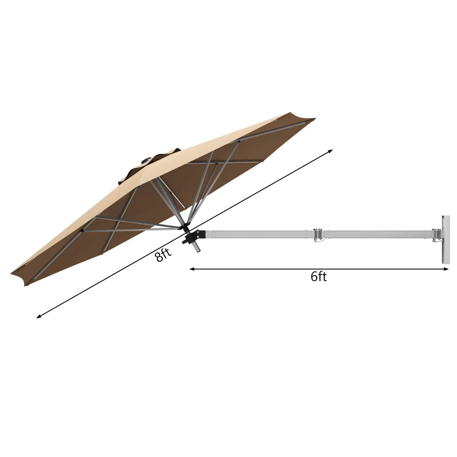8ft Wall-Mounted Telescopic Folding Tilt Sun Shade Umbrella by DirectDeals
