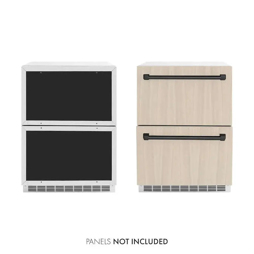 ZLINE 24" Touchstone 168 Can Outdoor-Rated Dual Refrigerator Drawer, Panel Matte Black, RDSPOZ-24-MB by Farmhouse Kitchen and Bath