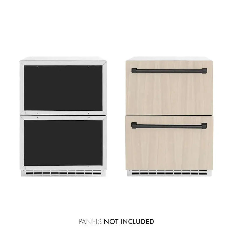 ZLINE 24" Touchstone 168 Can Outdoor-Rated Dual Refrigerator Drawer, Panel Matte Black, RDSPOZ-24-MB by Farmhouse Kitchen and Bath