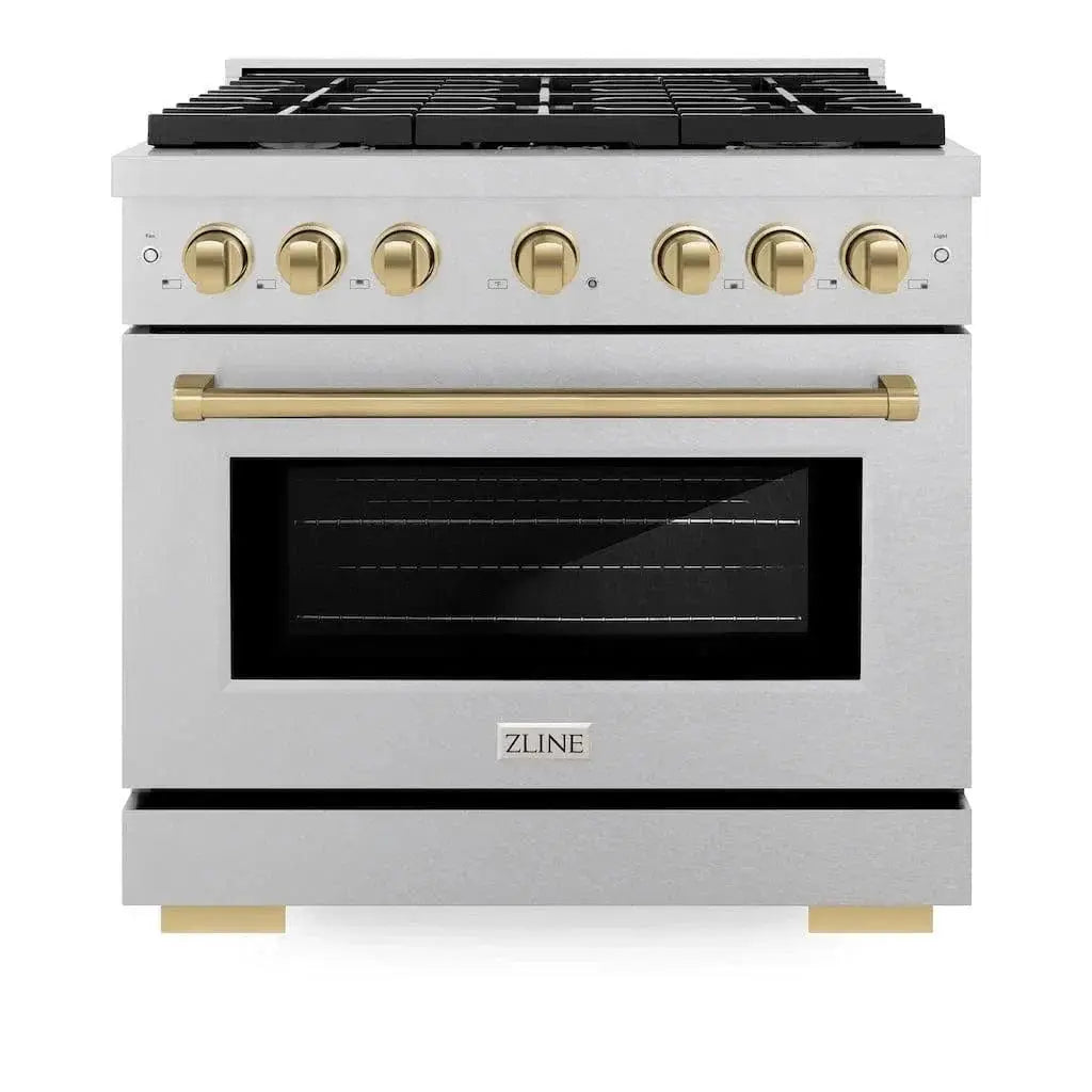 ZLINE 36 " Gas Range with Convection Oven Stainless Steel, Champagne Bronze , SGRSZ-36-CB by Farmhouse Kitchen and Bath