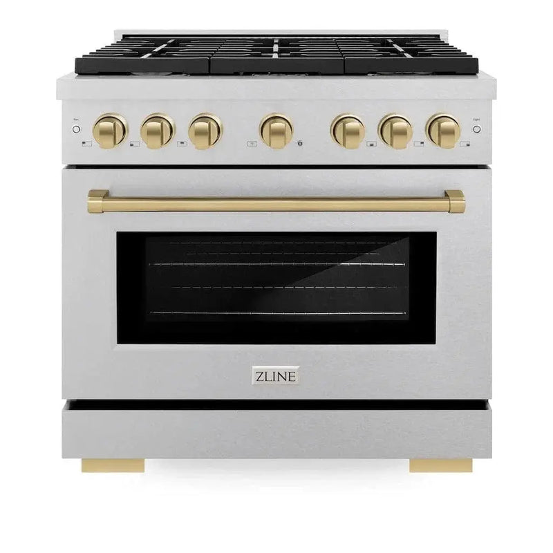 ZLINE 36 " Gas Range with Convection Oven Stainless Steel, Champagne Bronze , SGRSZ-36-CB by Farmhouse Kitchen and Bath