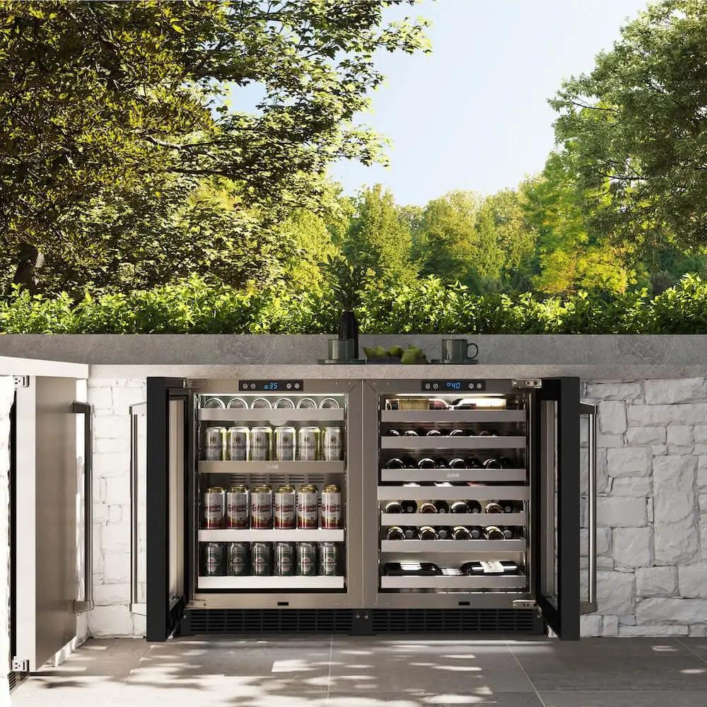 ZLINE 24" Touchstone Dual Zone 44 Bottle Wine Cooler Black Matte Glass Door RWDO-BLM-24 by Farmhouse Kitchen and Bath