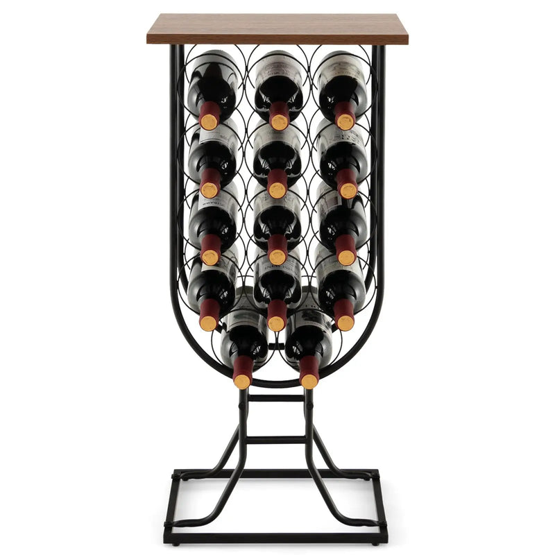 14 Bottles Wine Rack with Detachable and Lockable Wheels-Black by DirectDeals