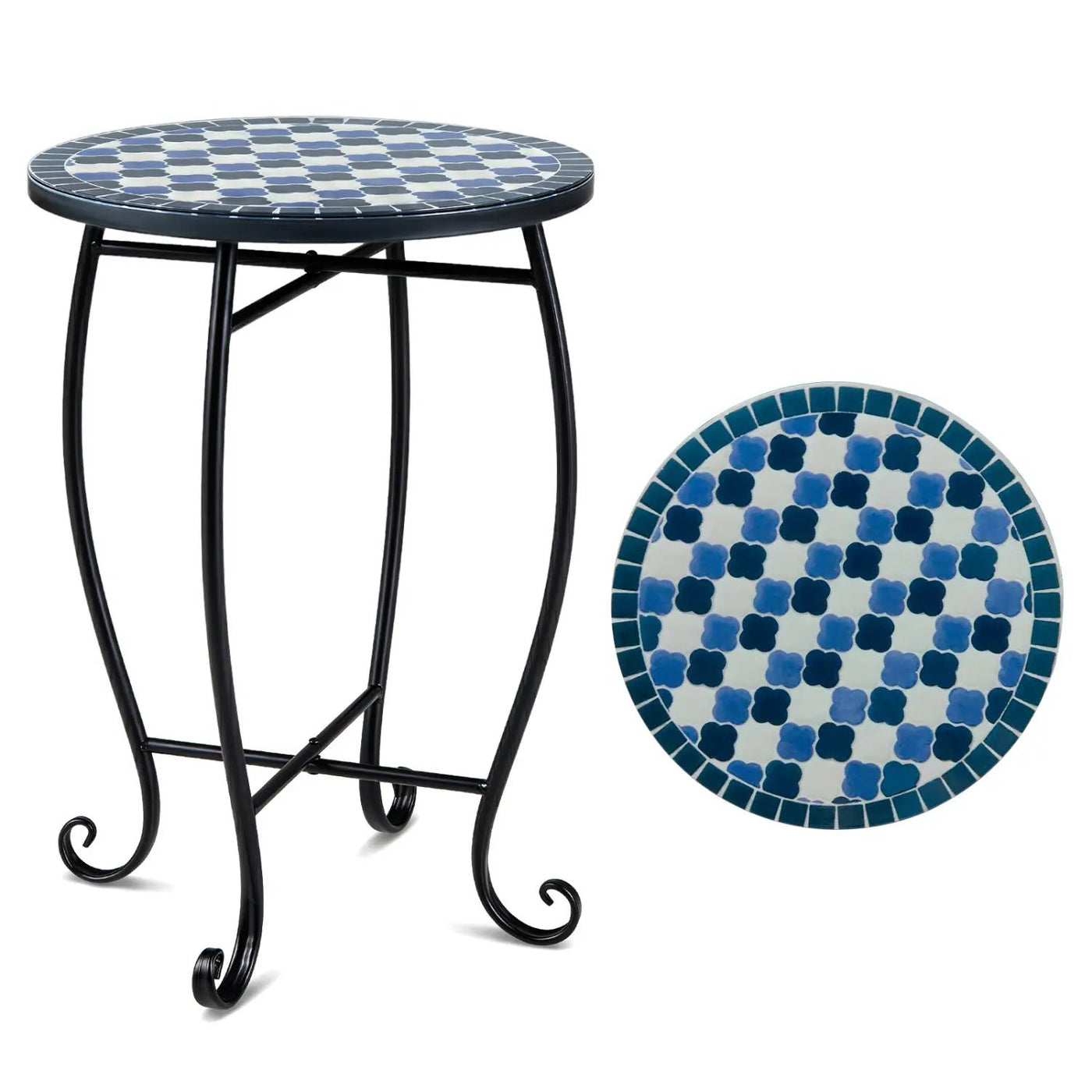 14" Mosaic Patio Accent Table with Metal Frame by DirectDeals