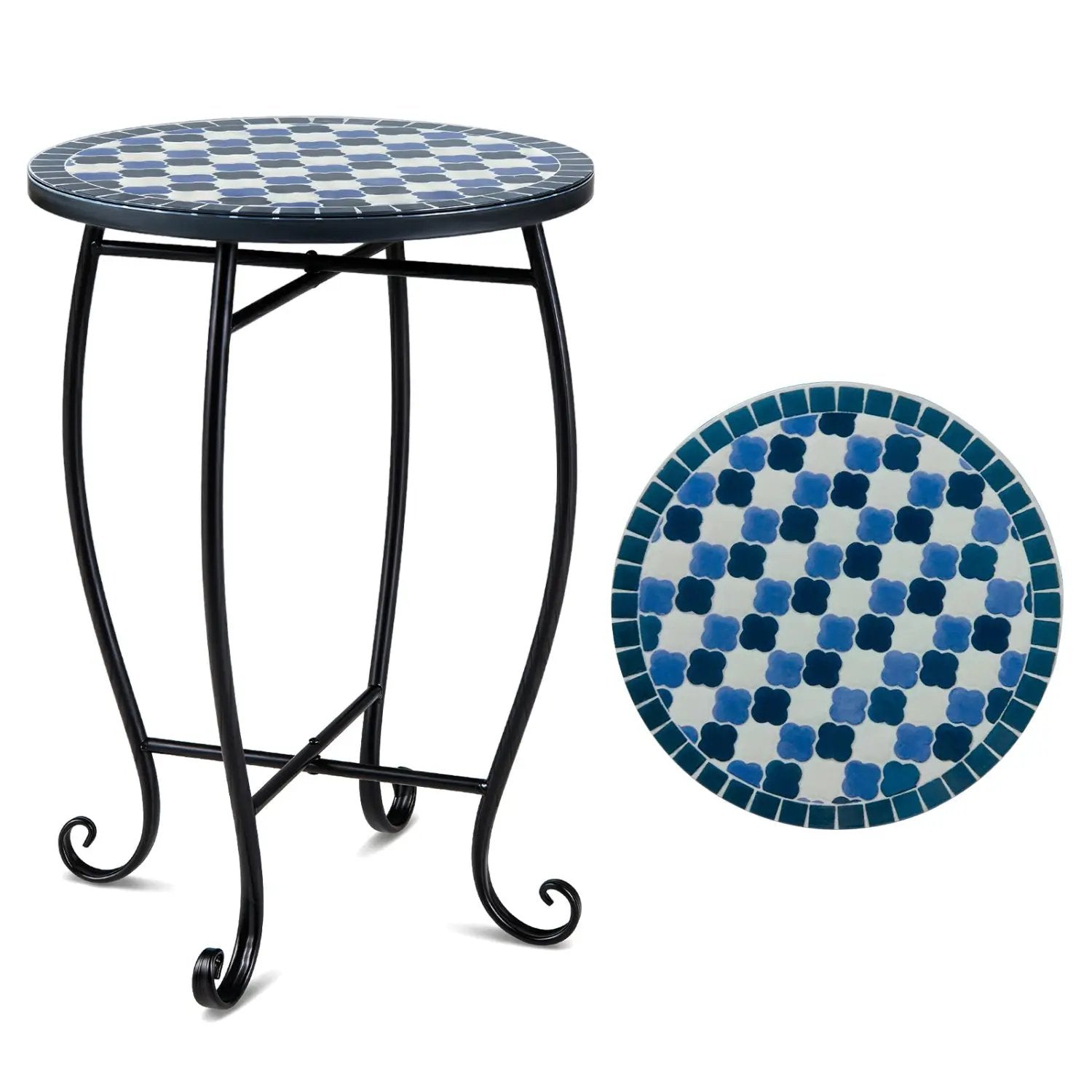 14" Mosaic Patio Accent Table with Metal Frame by DirectDeals