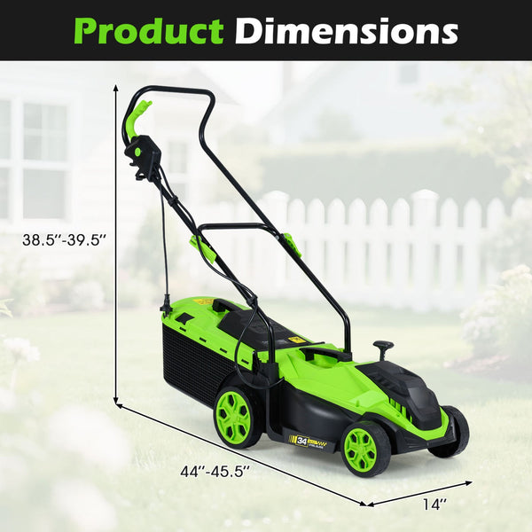 14-Inch Corded Electric Lawn Mower with 5-Position Height Adjust, photo 2 of 16