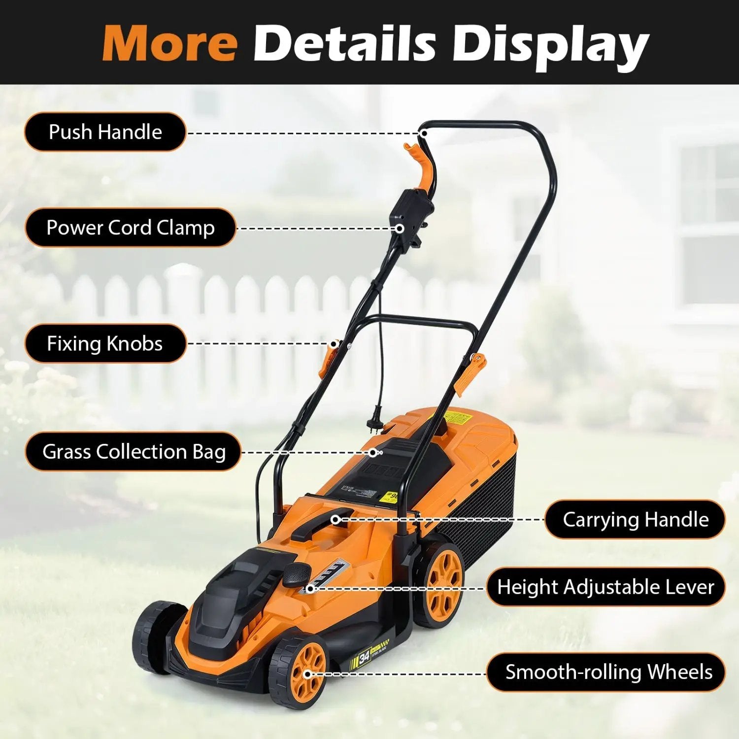 14-Inch Corded Electric Lawn Mower with 5-Position Height Adjust by DirectDeals